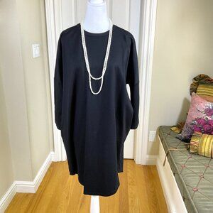 Pomander Place Dress Jersey Knit Black Drop Sleeve Black Tuckernuck (M/L)